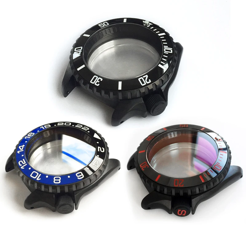 Продажа Чехол из нержавеющей стали для наручных часов Skx007 SKX011, Автоматический погружной сапфировый стеклянный, синий/красный, с вращающимся ободом,...