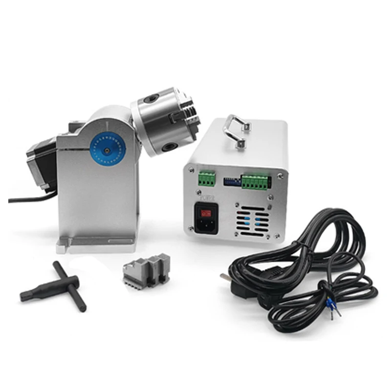 

Ultrarayc Rotary Attachment Dia.80mm Rotary Device Fixture Gripper Three Chuck Rotary Worktable for Laser Marking Parts Machine