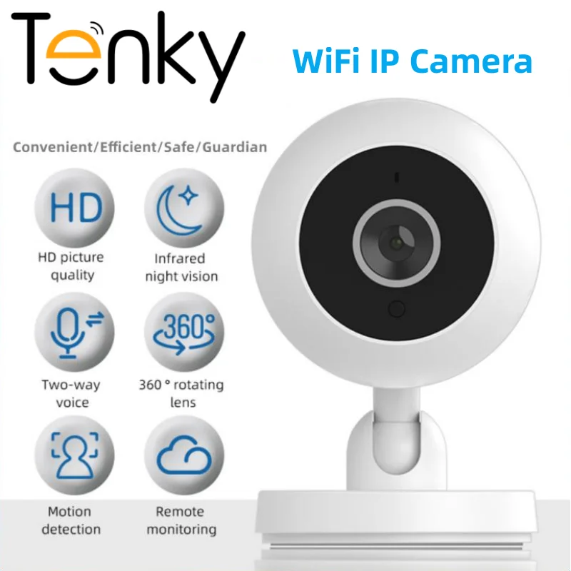 

Tenky WiFi IP Camera 720P HD Motion Detection Camcorder IR Night Vision Remote Monitoring Camera Two-way Voice Call Smart Camera