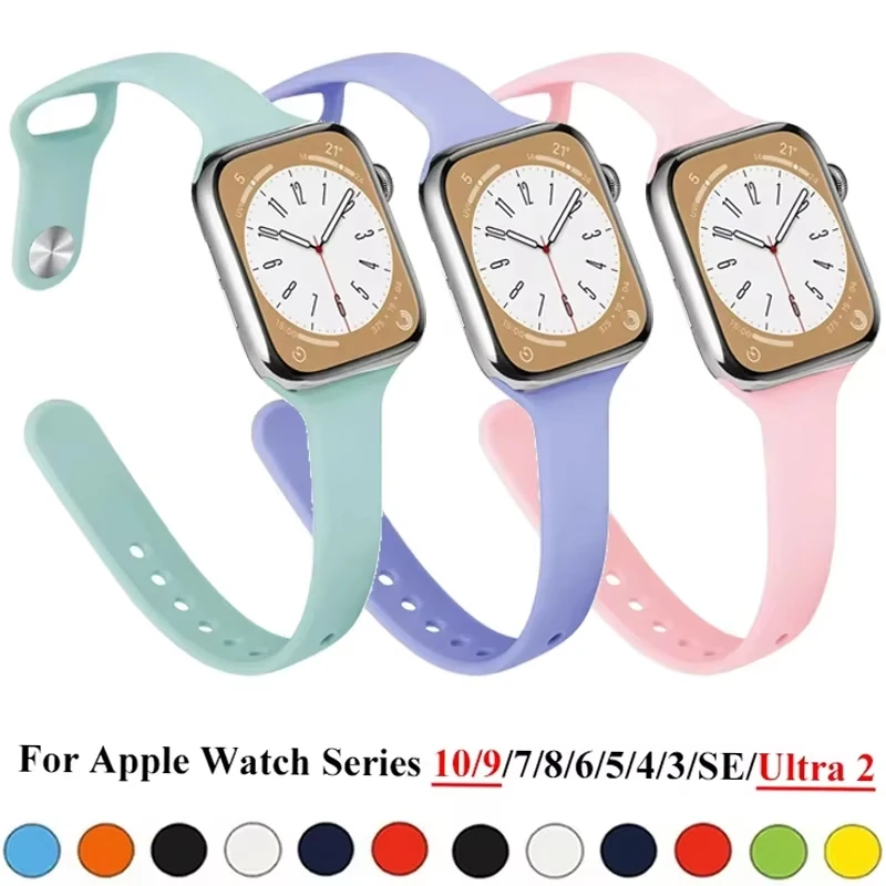 Фото Дышащий силиконовый ремешок для Apple Watch ремешки 11 42 мм 46 мм 40 мм 41 мм 44 мм 45 Элегантный браслет iwatch series 10 9 8 7 6 5 SE 3 №2