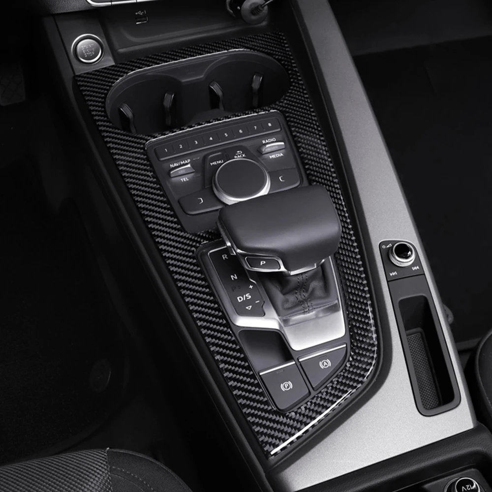 

Car Gear Shift Panel Control Center Stall Decoration Cover Frame Trim Carbon Fiber Sticker For Audi A4 B9 A5 2017-19 Accessories