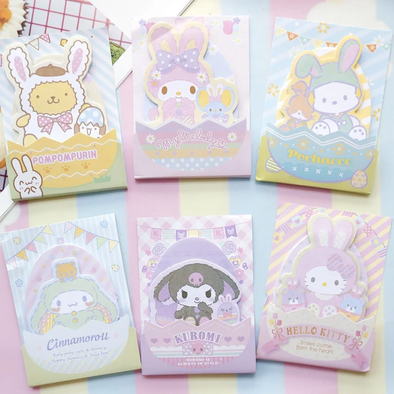 Фото Набор из 24 штук: блокноты Sanrio Kuromi, Pochacco, Cinnamoroll, Cute Melody N Times, канцелярские товары, этикетки, закладки, школьные принадлежности №1