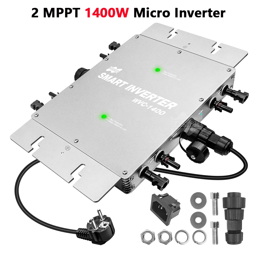 1400 Вт 1200 Вт DC 22-50 в 220 В двойной MPPT сетчатый Микро солнечный инвертор Чистый синусоидальный микроинвертор IP65 преобразователь для солнечной панели