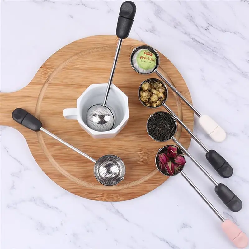 

Snap Tea Strainer Stainless Steel With Handle Tea Infuser Filter For Brewing Steeping Loose Tea Spices Seasonings