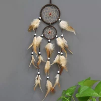 indian handmade colorful dream net catcher double layer feather wall hanging decoration ornament gift wind chimes