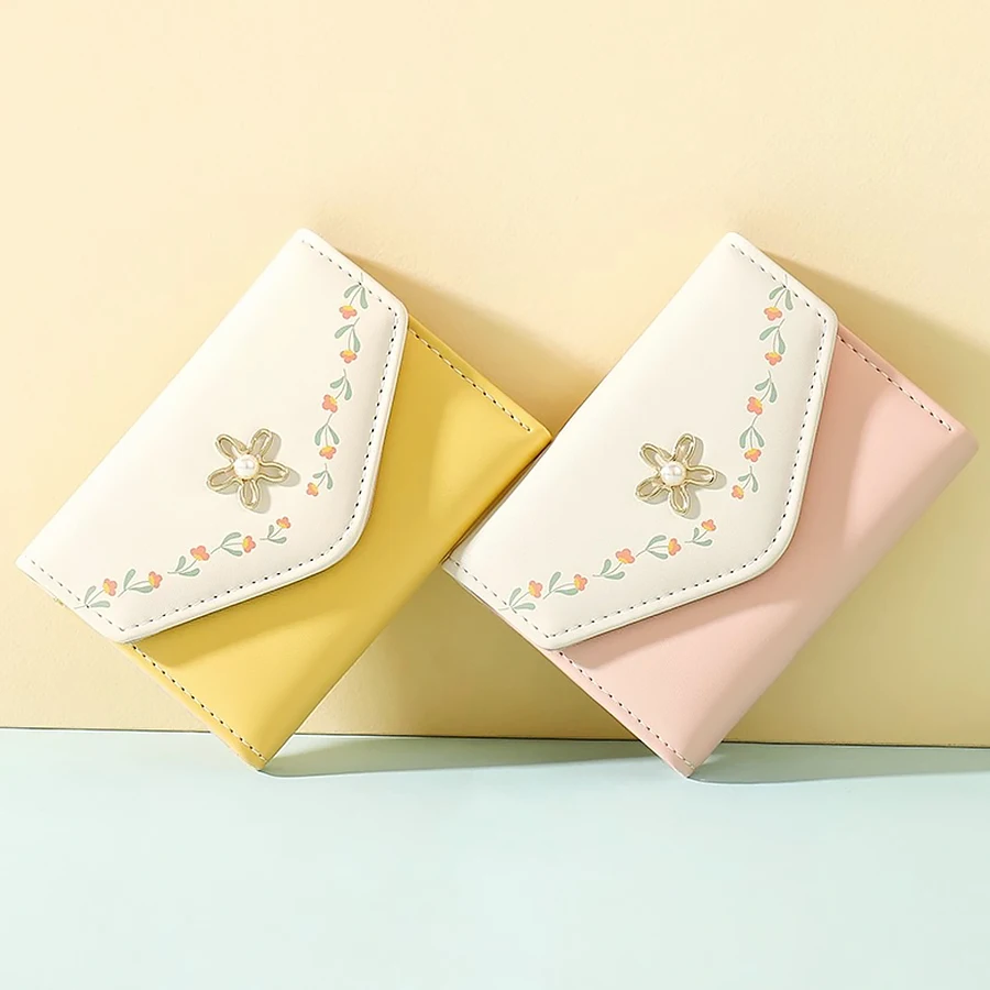 

Short Wallet Women's 30% Discount Popular Little Flower Girl Heart Multifunctional Student Fresh Mini Multi Card Small Bag