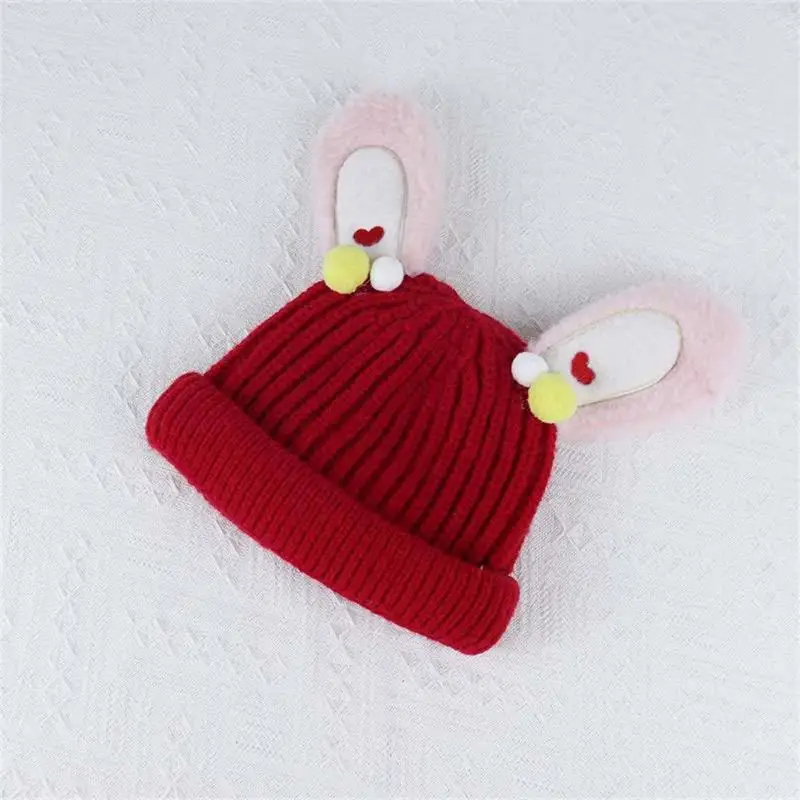 Children's Rabbit Ear Knitted Hat Girl Cartoon Cute Baby Autumn Winter Wool Hat Sports Hiking Riding Mountaineering Equipment