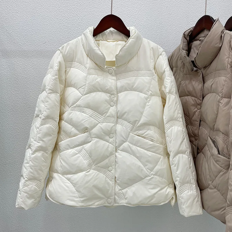 Oversized 3XL 4XL Women Autumn/Winter Jackets 2023 New Female Fashion Stand Collar Ultra Lightweight White Duck Down Coat