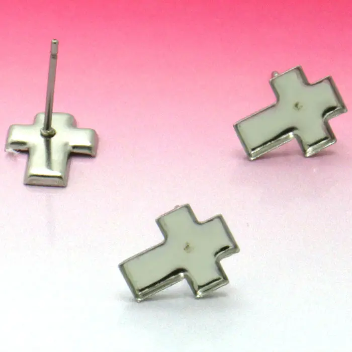 

20pcs Stainless Steel Woman Stud Earring 8.5*1.05mm Cross Bezel Setting Tray for Cameo Cabochons Jewelry Accessories wholesale