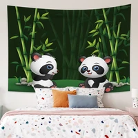 kawaii anime room decor panda tapestry hippie wall hanging green bamboo baby birthday aesthetic bedroom dorm home decorations