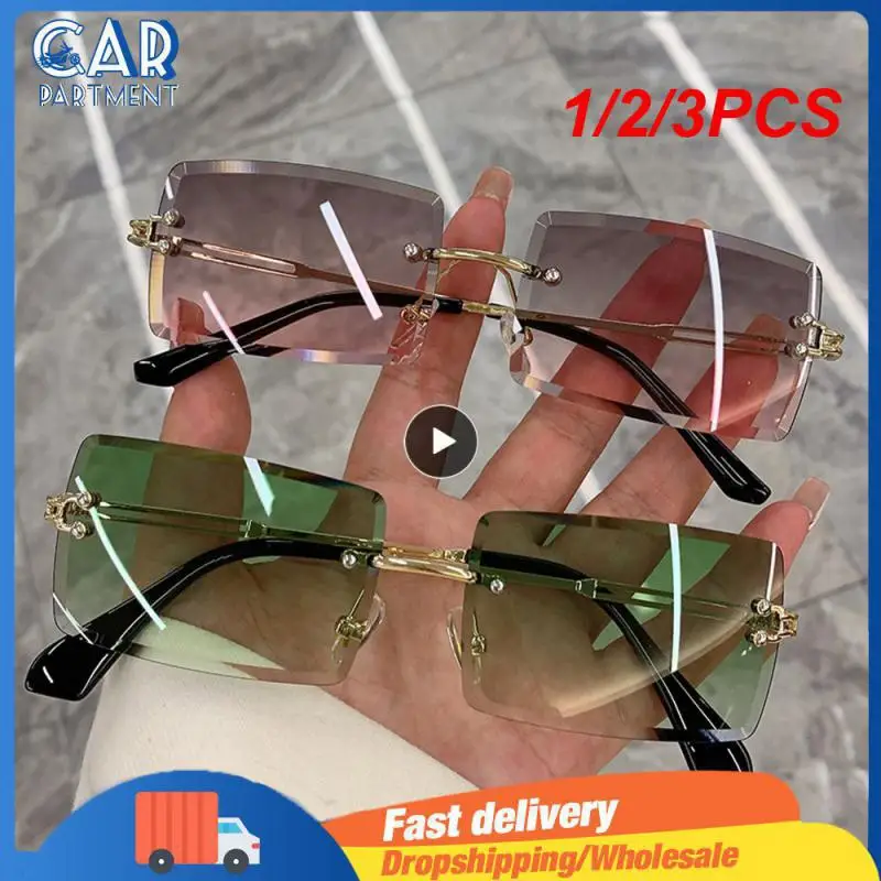 

Солнцезащитные очки без оправы для мужчин и женщин, прямоугольной формы, винтажные, без оправы, с защитой UV400, 1/2/3 шт.