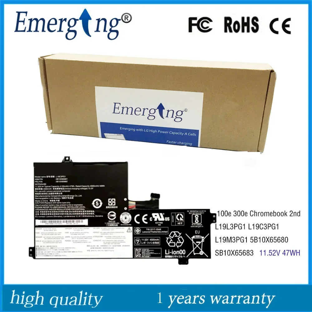Оригинальный новый аккумулятор для ноутбука 11 52 В 47 Втч Lenovo 100e 300e Chromebook 2nd L19L3PG1