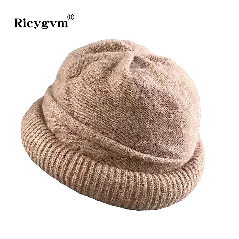 

Однотонная шерстяная вязаная шапка со складками осень-зима уличный теплый пуловер шапки для женщин и мужчин модные эластичные шапочки обле...