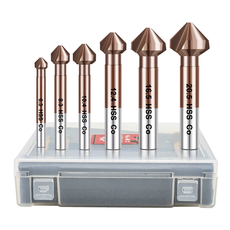 

Набор сверл с зенковкой FOCSTOL, 6 шт., M35 HSS, сверла для фаски из нержавеющей стали, железа, металла, 90 градусов, фреза для снятия фаски