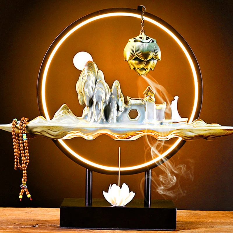 

Buddha Backflow Incense Burner Electric Ceramic Chinese Hanging Incense Burner Metal Church Bruleur Encens Home Decoration Zen