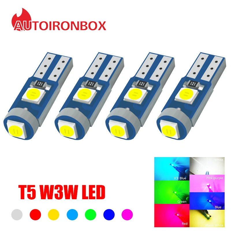 

4pcs Car T5 W1.2W W3W LED Air Conditioner Button Light Instrument Lights Dashboard Warning Indicator Button Bulbs