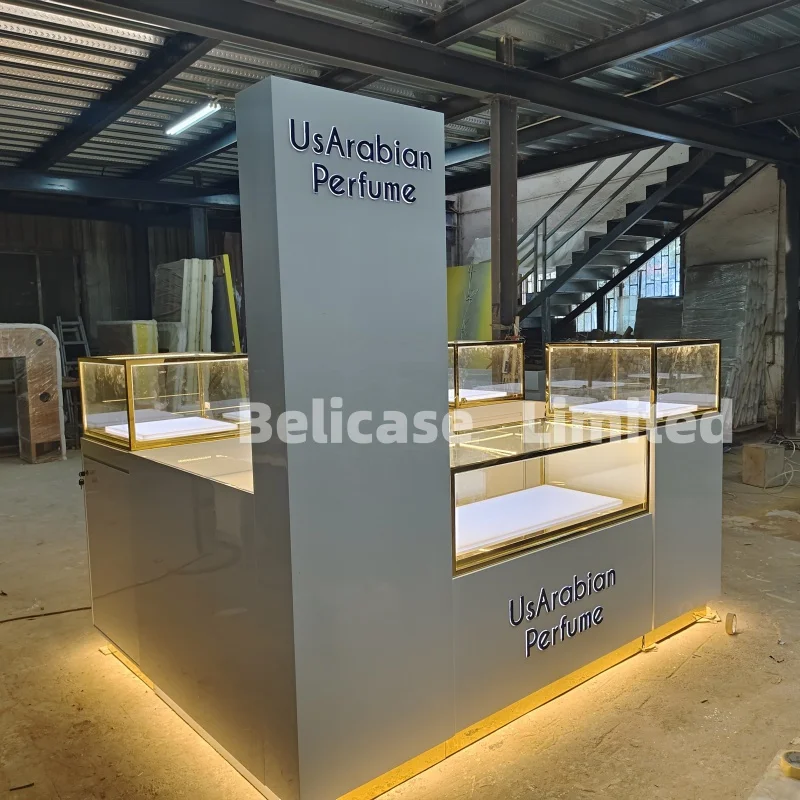 На заказ пользовательский роскошный магазин духов витрина золотой парфюмерный