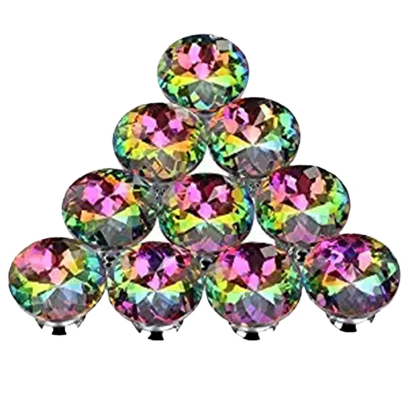 

10PCS 30MM Colorful Crystal Knobs Glass Cabinet Knobs Drawer Pulls Handle For Home Cabinet Drawer And Dresser