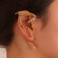 em285 new popular punk style dragon wing alloy clip earrings personality jewelry wholesale