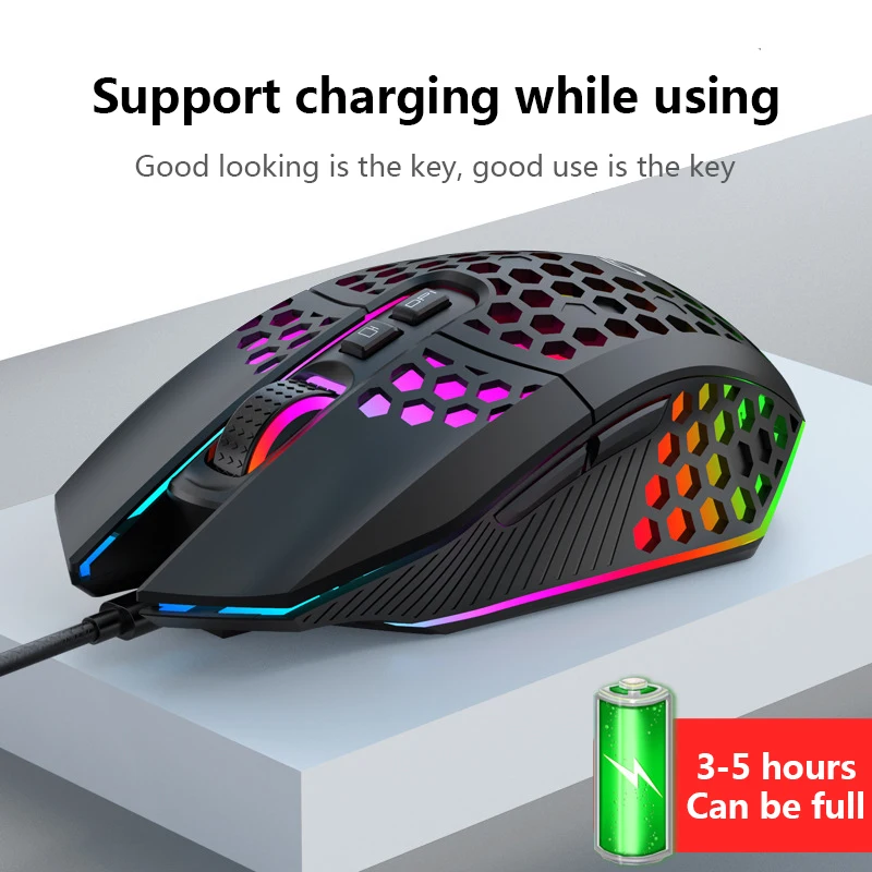Rechargeable wireless mouse gaming glow RGB computer office mouse lightweight