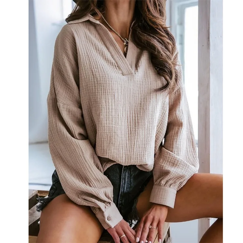 

Muslin Cotton Gauze Women'S Long Sleeve Top Casual Women Shirts Long Sleeve Latern Sleeve Shirts And Blouses Camisas De Mujer