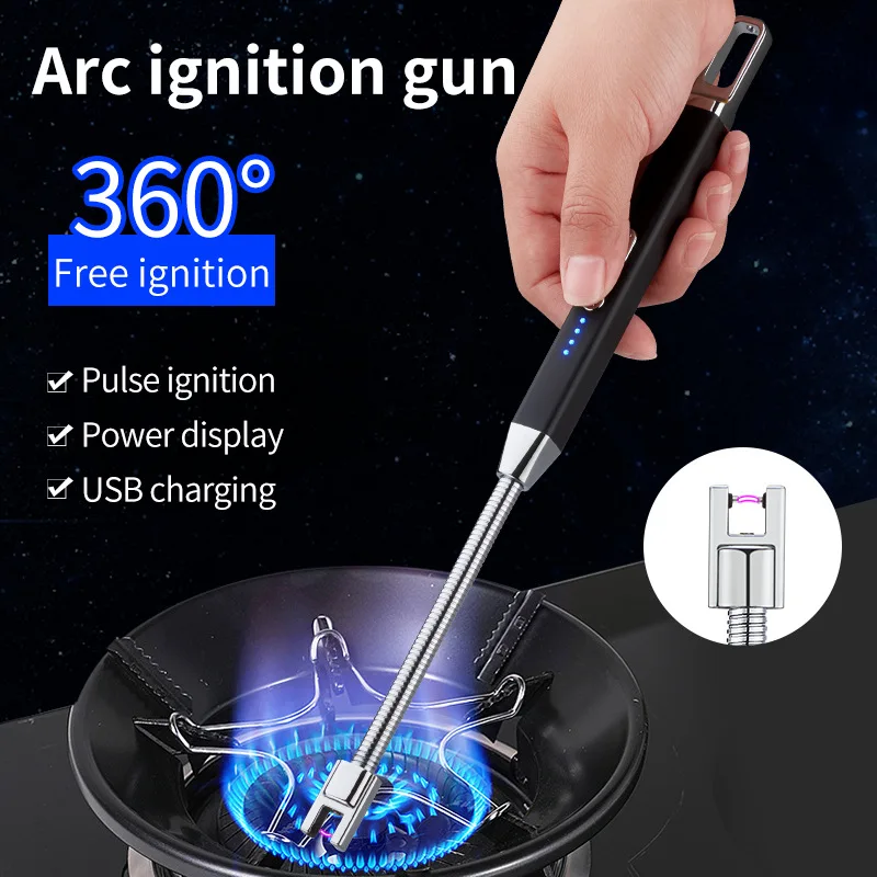 

Creative Metal 360-Degree Random Rotation Ignition Gun Aromatherapy Candle Gas Stove Pulse Arc Lighter Cigarette Accessories
