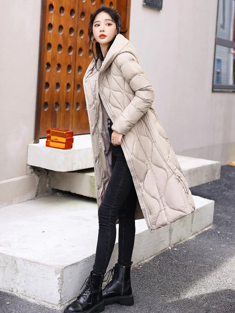 2022 New Winter Women Long Parkas Jackets Casual Warm Windproof Hooded Coat Female Winter Clothes Outwear With Belt