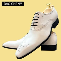 italian men oxford shoes white black brogue luxury lace up dress man office business wedding shoes genuine leather shoes fro men