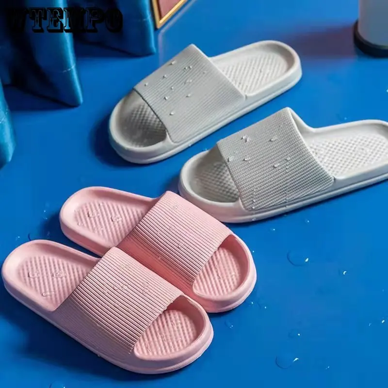WTEMPO Summer Slippers Simple Plain Soft Bottom Home Sandals Indoor Household Non-slip Silent Fashion Unisex Shoes Dropshipping