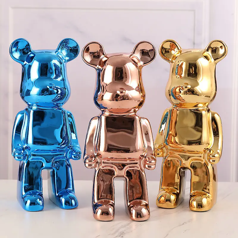 

26cm Bearbrick 400% Bear Statues and Sculptures Figure Ornaments Luxury Living Room Decoration Home Decor Christmas Decoration
