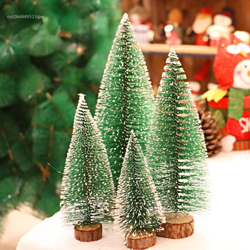 

12pcs Mini Christmas Tree Sisal Silk Cedar Gold Silver Pine Cone Christmas Decorations Desktop Ornaments Home Decor Accessories