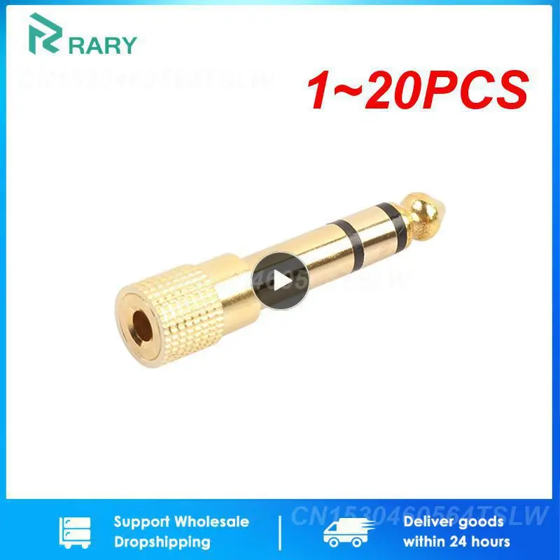 

1~20PCS Gold 6.3mm 1/4" Male Plug to 3.5mm 1/8" Female Jack Stereo Headphone Audio Adapter Home Connectors Adapter Microphone