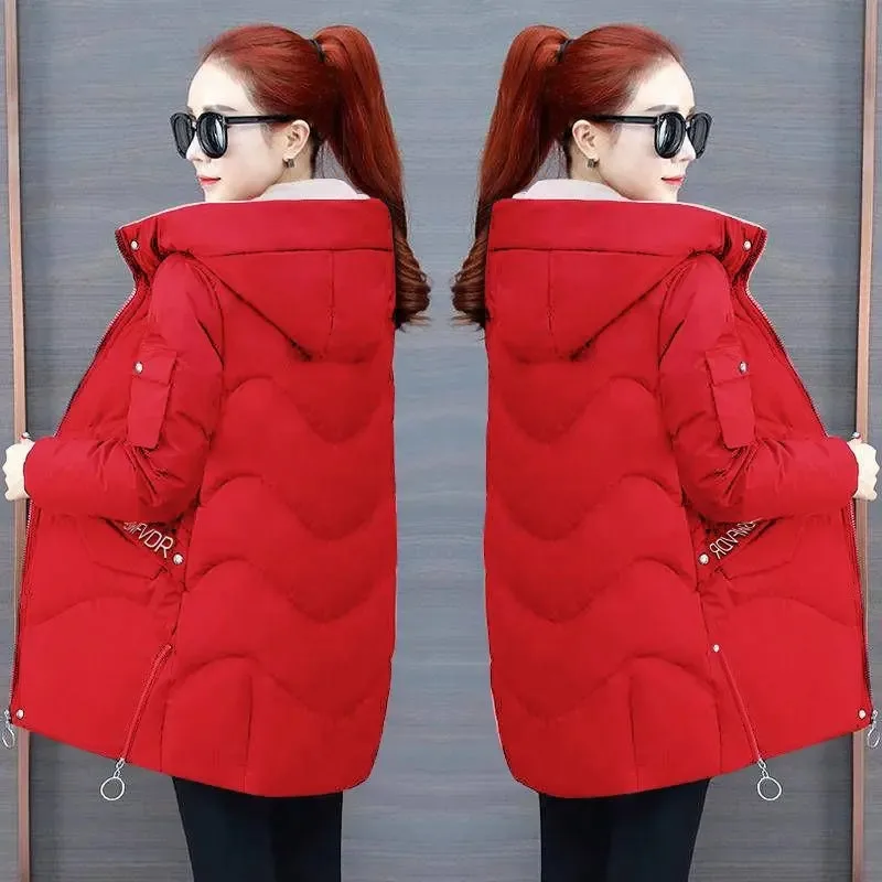 2023 Women Winter Jacket Hooded Warm Coat Plus Size Green Cotton Padded Jacket Female Long Parka Women Wadded Jaqueta Feminina