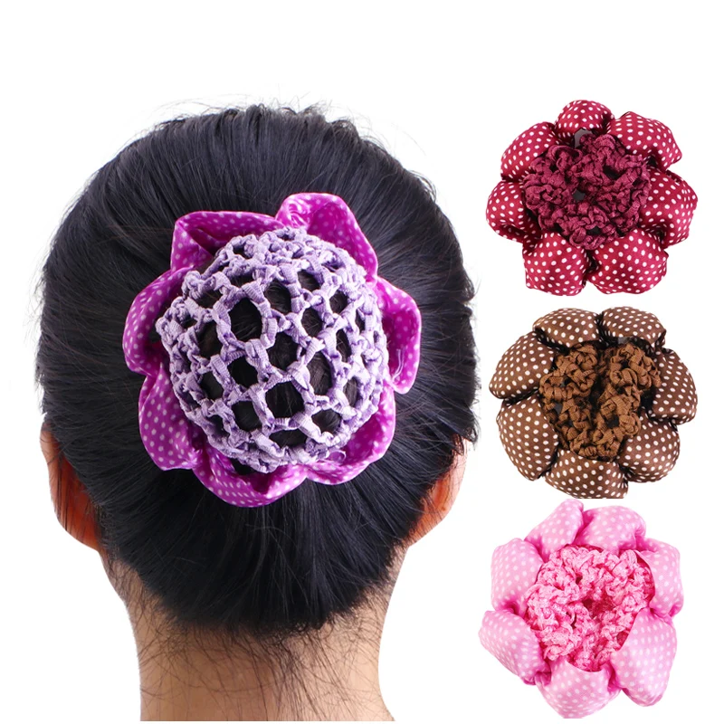 

New Kids satin Hair Net Girls Bun Cover Snood Sleep Ballet Dance Skating Crochet Decor Gift Hair Style Hairnets Hair Accessoires