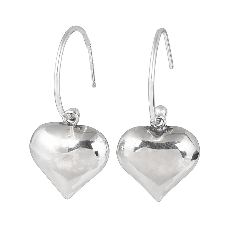 

925 Sterling Silver Heart Hoop Earrings for Women Girls