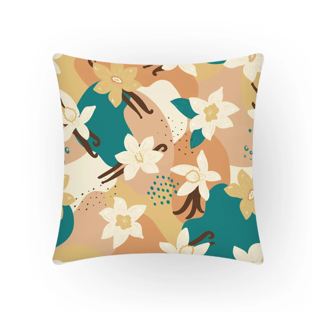 

Pillowcases for Pillows 45x45 Cushion Cover Artistic Flower Polyster Linen Home Decor Summer Nordic Floral Velvet Textile E2018