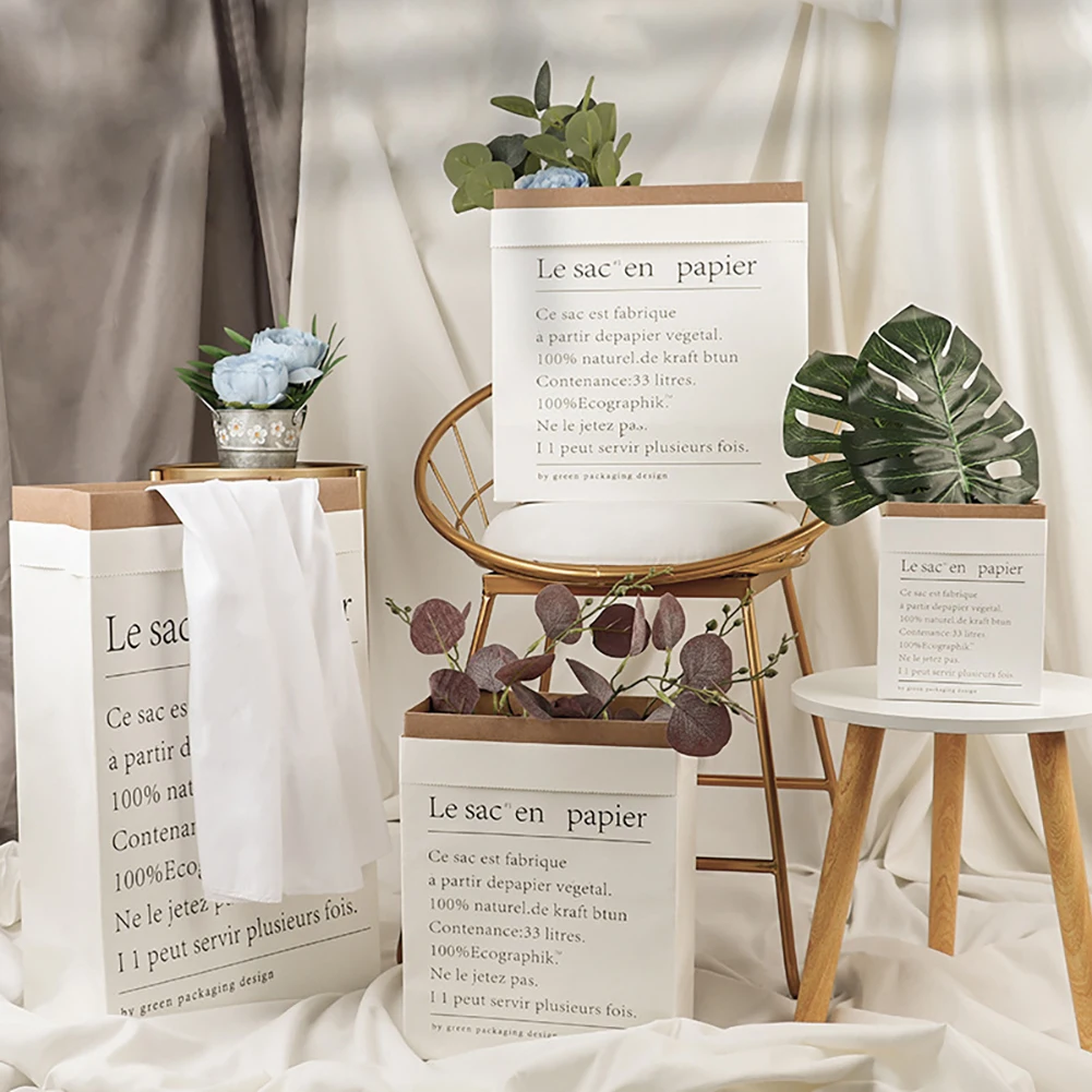 

Photo Studio Props Double Layer Paper Thickening Kraft Paper Bags &Simulation Leaf Fake Foliage for Photography Background Items