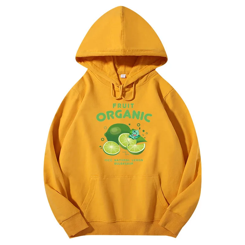 

New Women Casual Clothing Hoodies Green Lemon Print Sweatshirt Girl Pure Cotton Long Sleeve Tops Fashion Lovers' Clothes