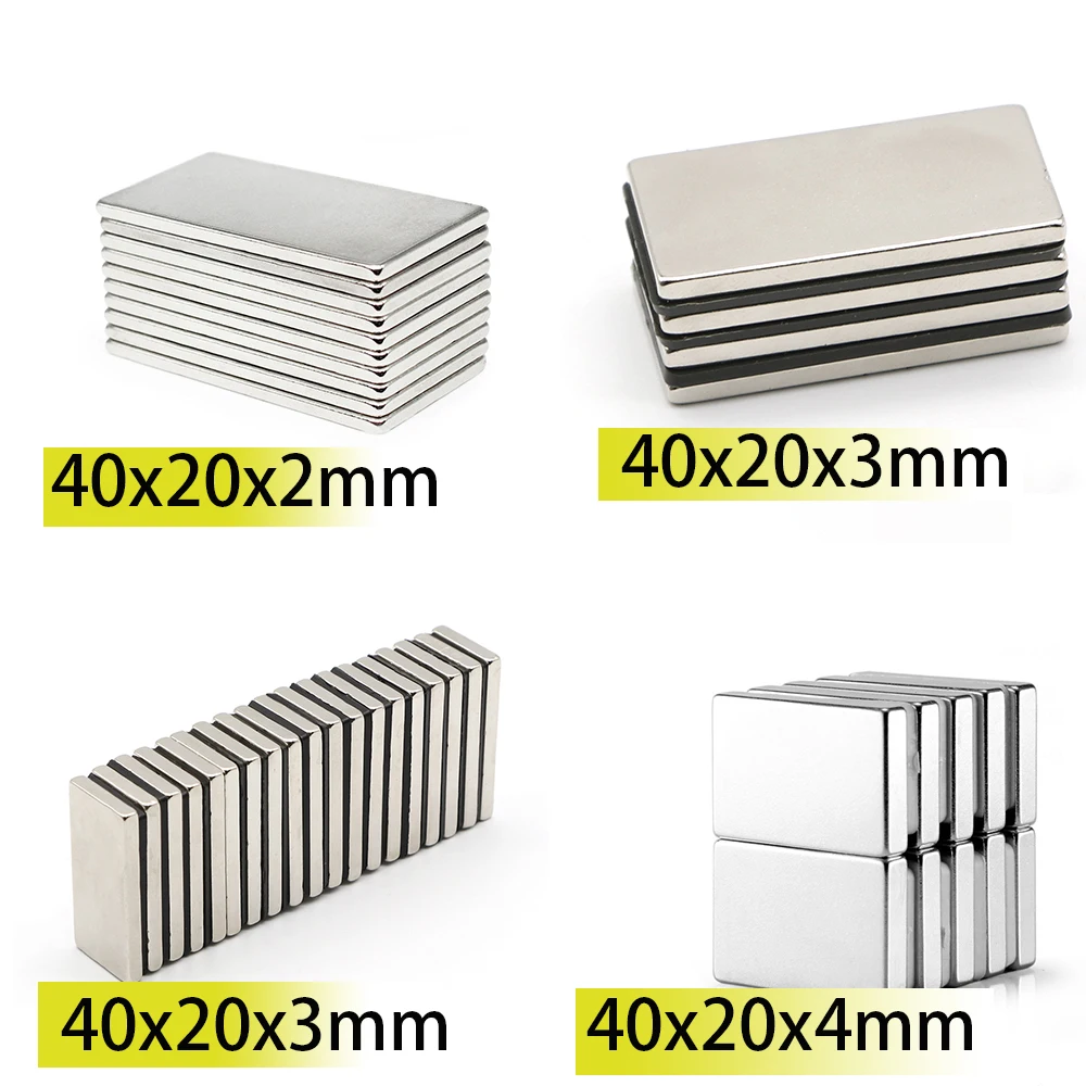

20/30pcs 40x20x2 40x20x3 40x20x4 40x20x5 N35 NdFeB Block Neodymium 40x20 Magnet Super Strong Permanent Magnetic Search magnets