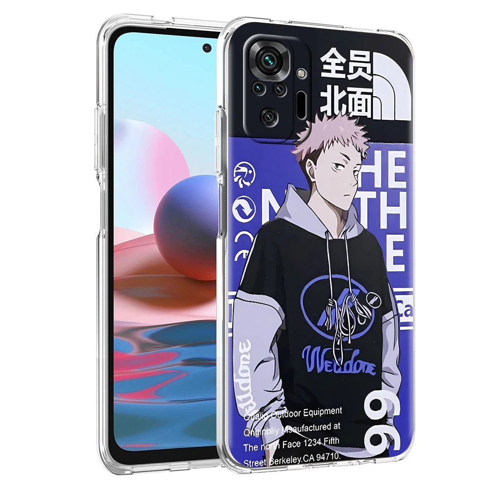 

Jujutsu Kaisen Phone Case Cover for Redmi Note 10 11 12 7 8 8T 9 K40 Gaming 9A 9C Pro Plus Transparent Silicone Shell Capas Bags
