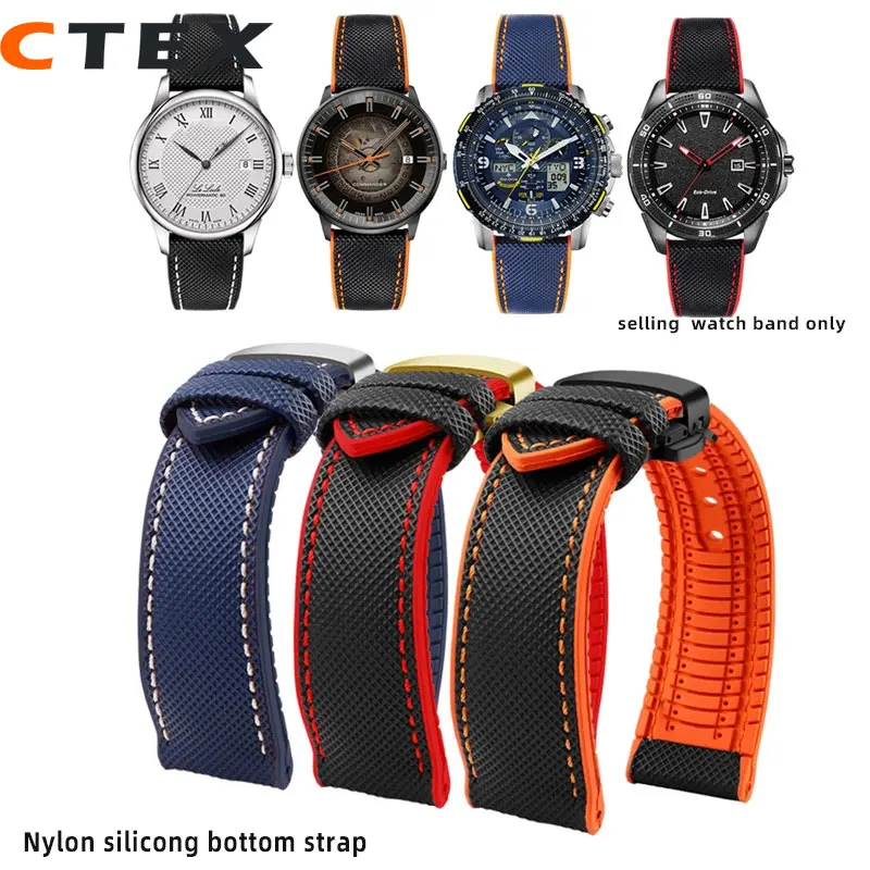 

Nylon Silicone Bottom Watch Strap Men Rubber Wrist Band Bracelet for Omega Tissot IWC HUAWEI GT2/GT3 Watchband 20mm 22mm 24mm