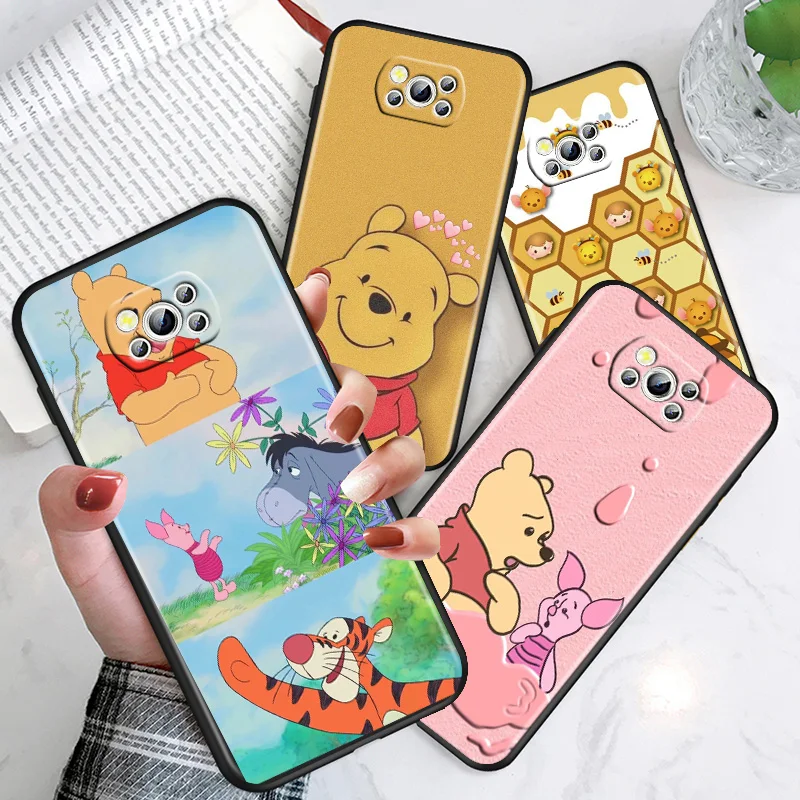 

Winnie Pooh Disney For Xiaomi Poco M4 X4 X3 F3 GT NFC M3 C3 M2 F2 F1 X2 Pro Mi Mix3 Silicone Black Phone Case