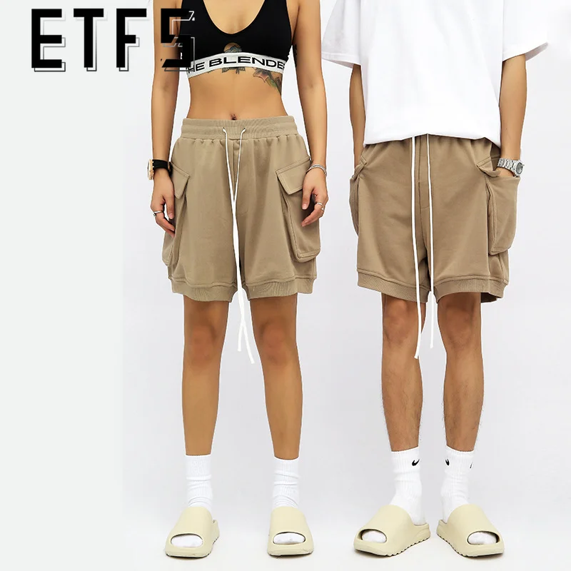 

2023 Summer New American Fashion Brand Hip Hop Shorts Extended Drawstring Large Pocket Shorts Men's Fashion