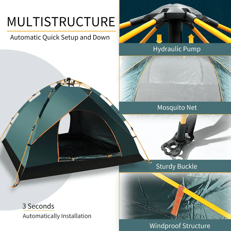 

Person Automatic Tent for Camping, Portable Tent, Camping Gear Rainproof Camping Tent with Carrying Bag, Lightweight Outdoor T