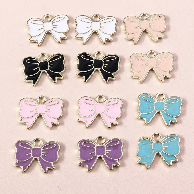 

10pcs 18x12mm Candy Colors Enamel Bowknot Charms for Jewelry Making Girls Cute Drop Earrings Pendants Necklaces Crafts Supplies