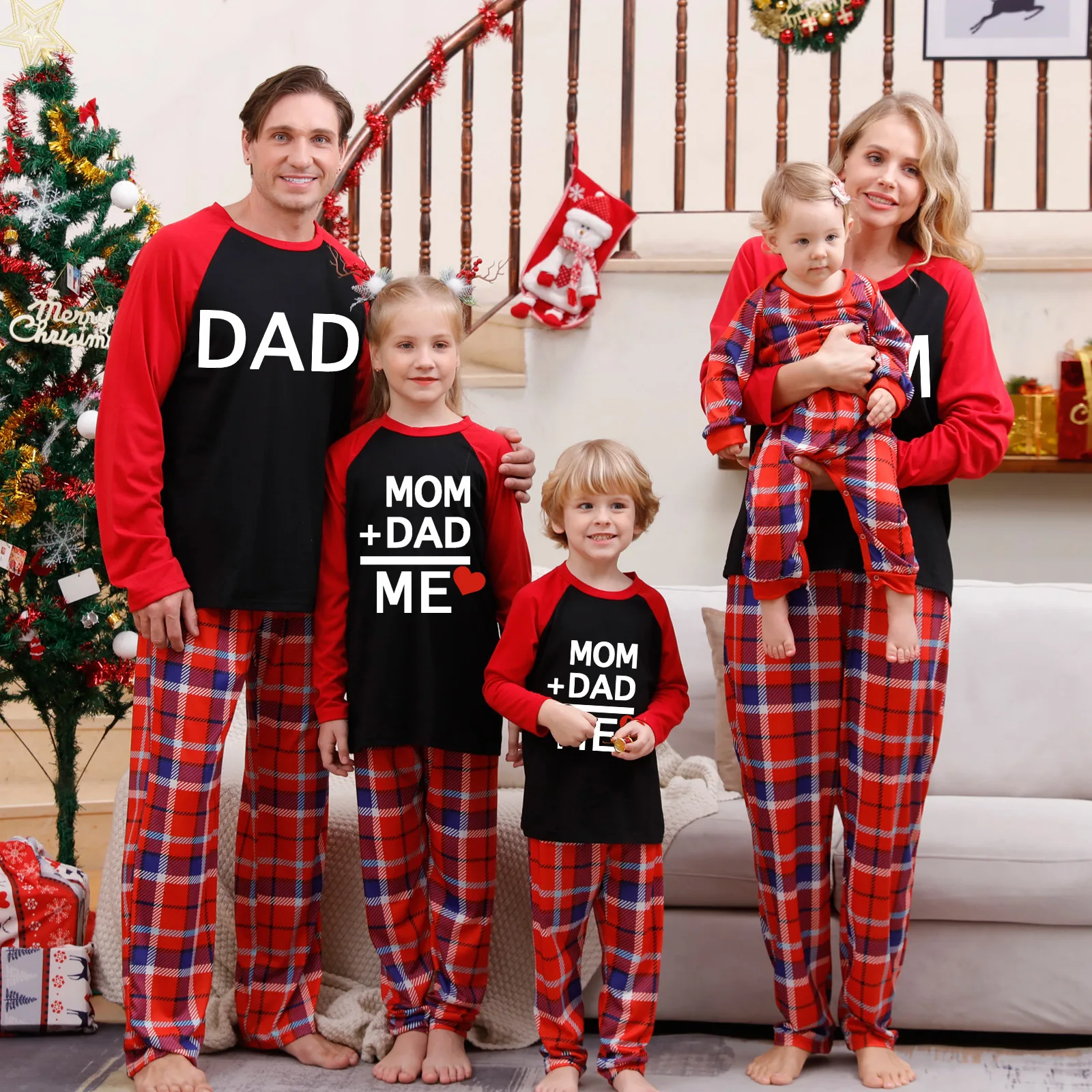 

Mother Father Kids Family Matching Christmas Pajamas Long Sleeve Letter Plaid Xmas Pjs Set Mommy Daughter Me Couples New 2023
