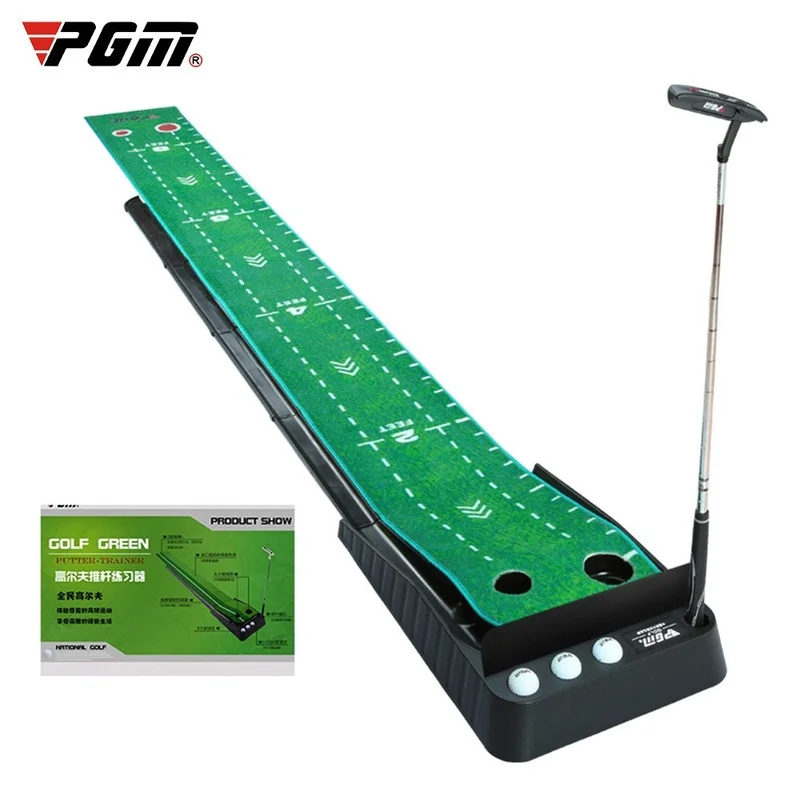 PGM 3m Indoor Golf Green Mat with ball retriever for Golf Putting Practice Training Aids Golf Swing Chipping Simulator Portable