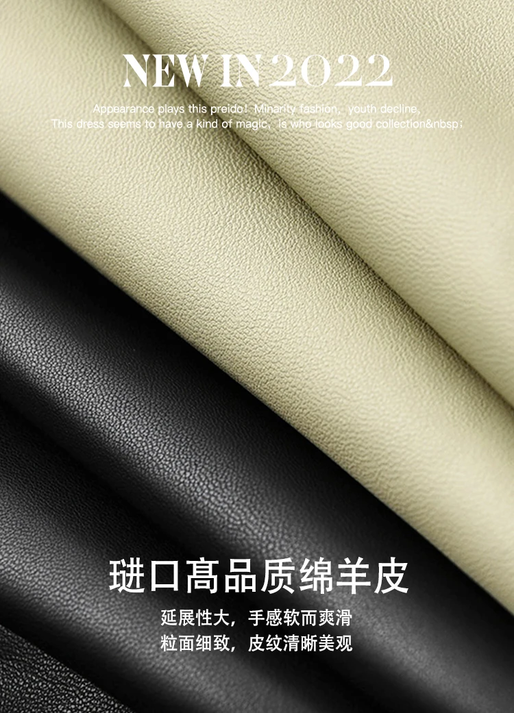 New 2022 Sheepskin Leather Jacket Women  Double Breasted  Streetwear  Pockets  Autumn/Winter  Genuine Leather Jacket