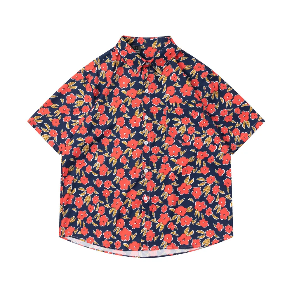 

OSCN7 Повседневная Уличная рубашка с коротким рукавом и принтом для мужчин 2022 Гавайские пляжные Большие женские модные рубашки Harujuku для мужчи...