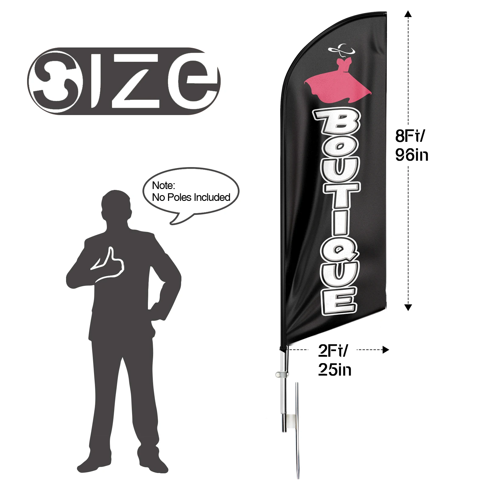 FSFLAG 1 шт. 8 футов Boutique2 перьевой флаг с комплектом столбов и наземным шипом